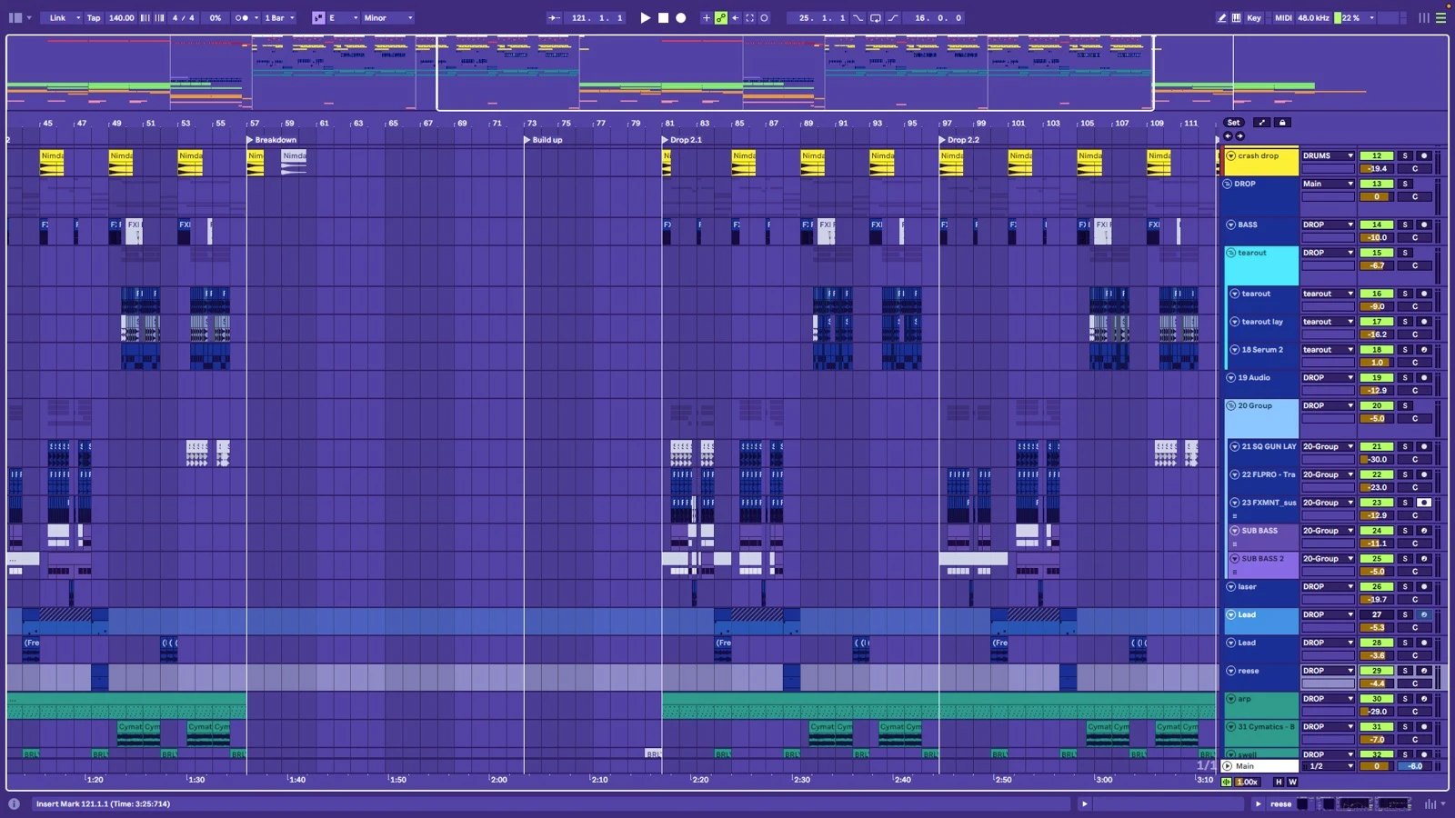 Freaxment’s full Ableton arrangement
