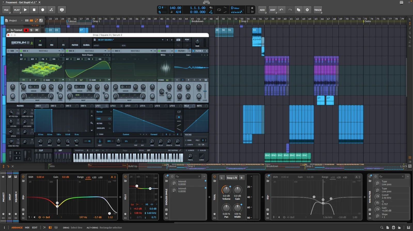 Bitwig project with Serum 2 open