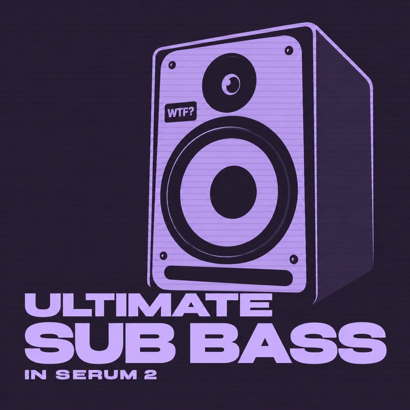 Ultimate Sub Bass in Serum 2 cover: a violet studio monitor on a dark background